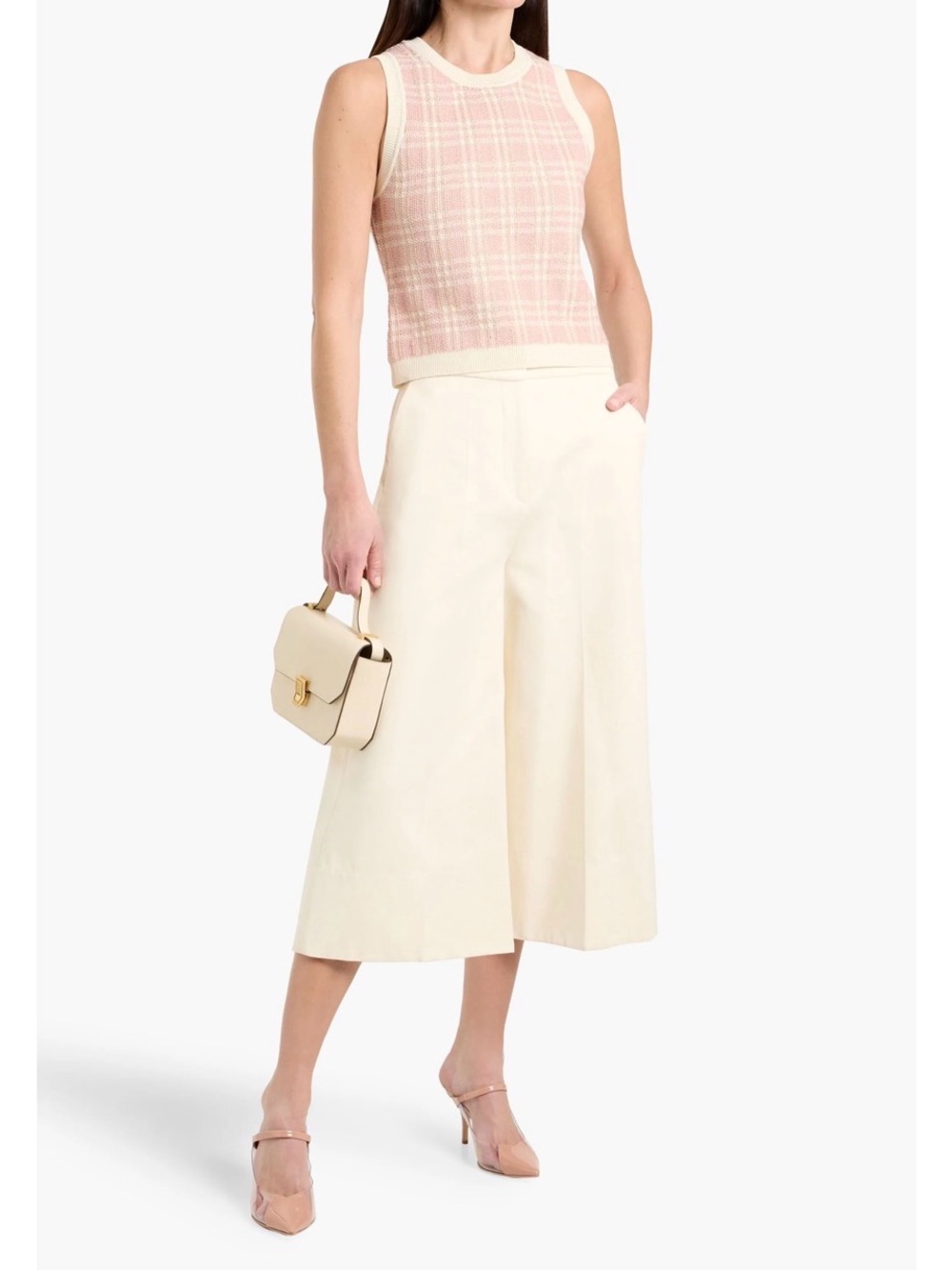 Veronica Beard Jerrel Cropped Metallic Jacquard-Knit Tank
